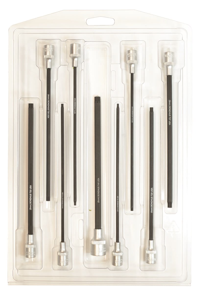 Picture of Set 9 ProHold Torx® Bits 6" (T8-T40) w/Sockets in Clamshell