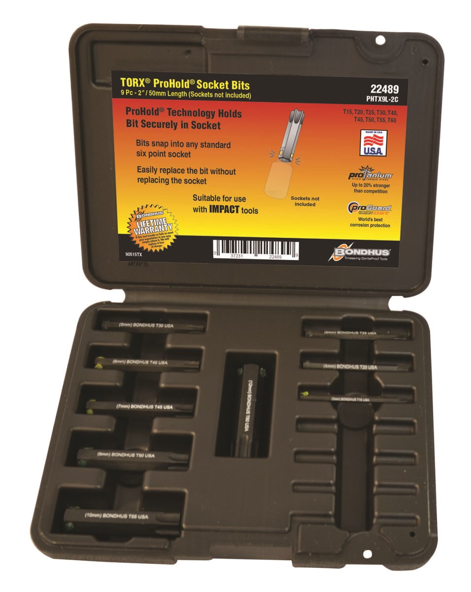 Picture of Set 9 ProHold Torx® Bits 2" (T15-T60) Bits Only in Molded Black Case