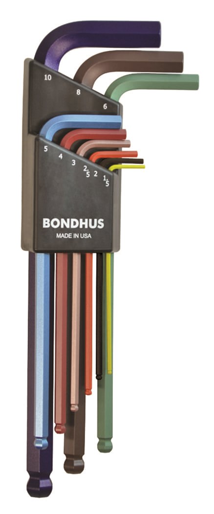 Picture of Set 9 ColorGuard™ Ball End L-Wrench - Long Arm (1.5-10mm)