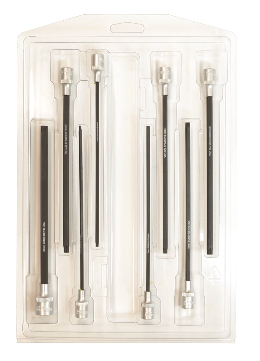 Picture of Set 8 ProHold Torx® Bits 6" (T8-T40) w/Sockets (No T9) - Clamshell