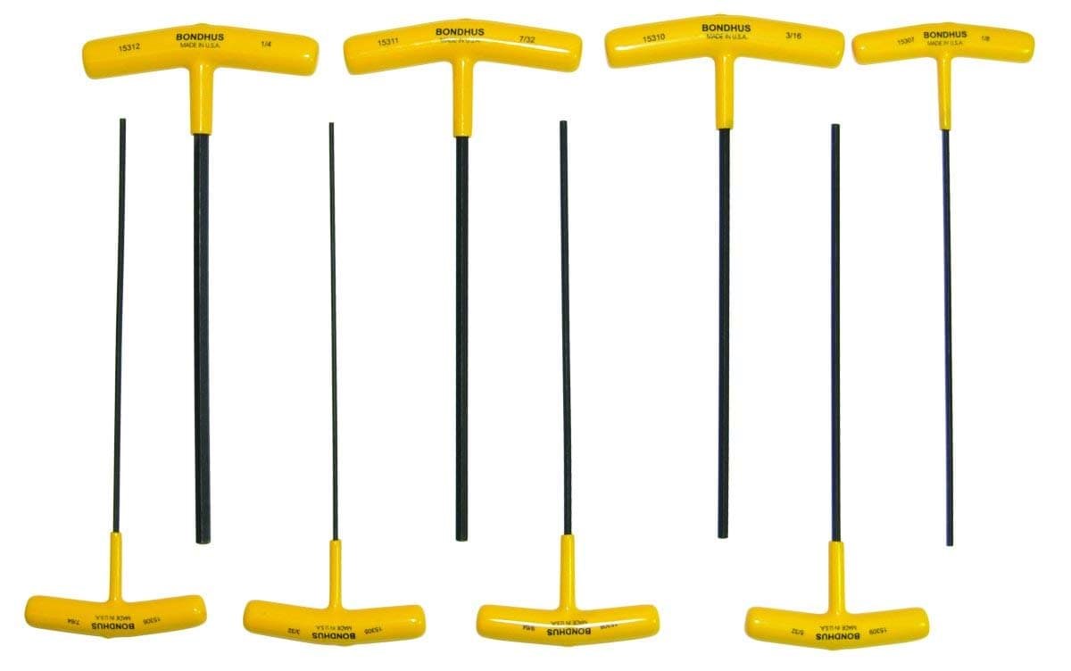 Picture of Set 8 Hex T-Handles 6" Length 3/32-1/4"