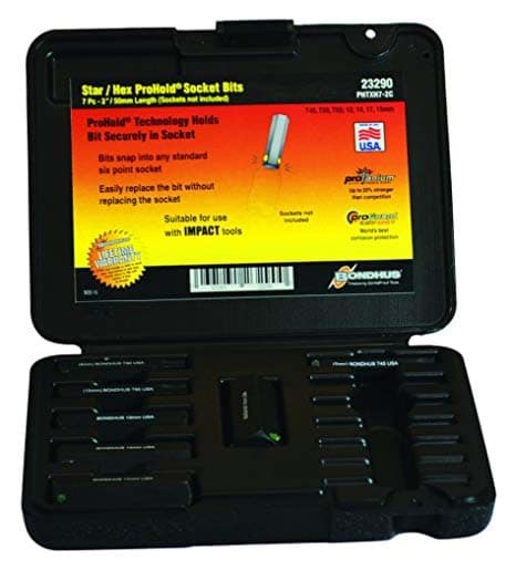 Picture of Set 7 ProHold Torx® & Hex Bits 2" (T45-T55&12-19mm) Molded Black Case