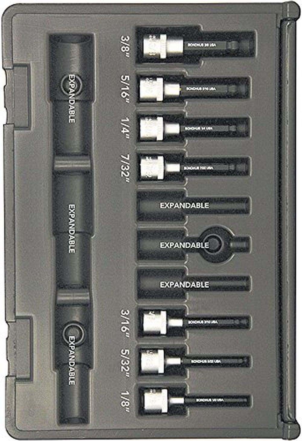 Picture of Set 7 ProHold Ball Bits 2" (1/8-3/8") w/Sockets in Molded Black Case