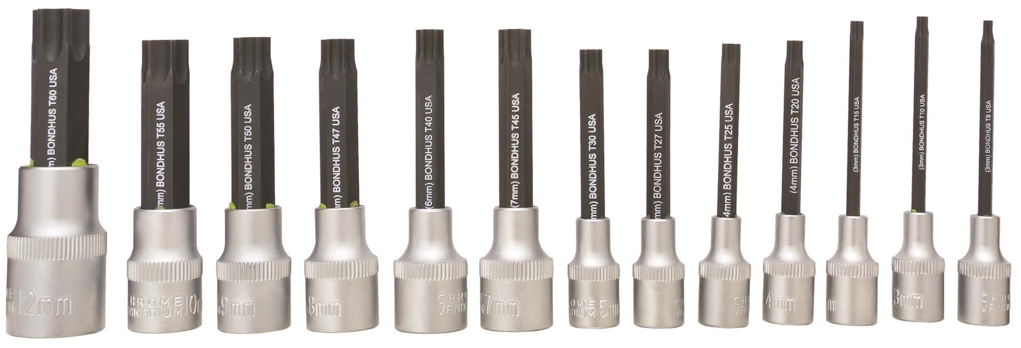 Picture of Set 13 ProHold Torx® Bits 2" (T8-T60) w/Sockets in Clamshell