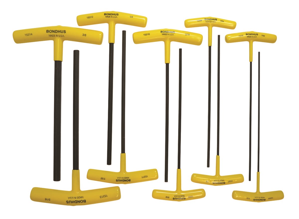 Picture of Set 10 Hex T-Handles 9" Length 3/32-3/8"