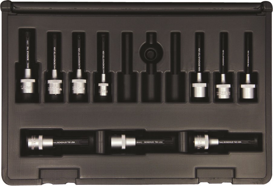Picture of Set 10 ProHold Torx® Bits 2" (T10-T55) w/Sockets in Molded Black Case