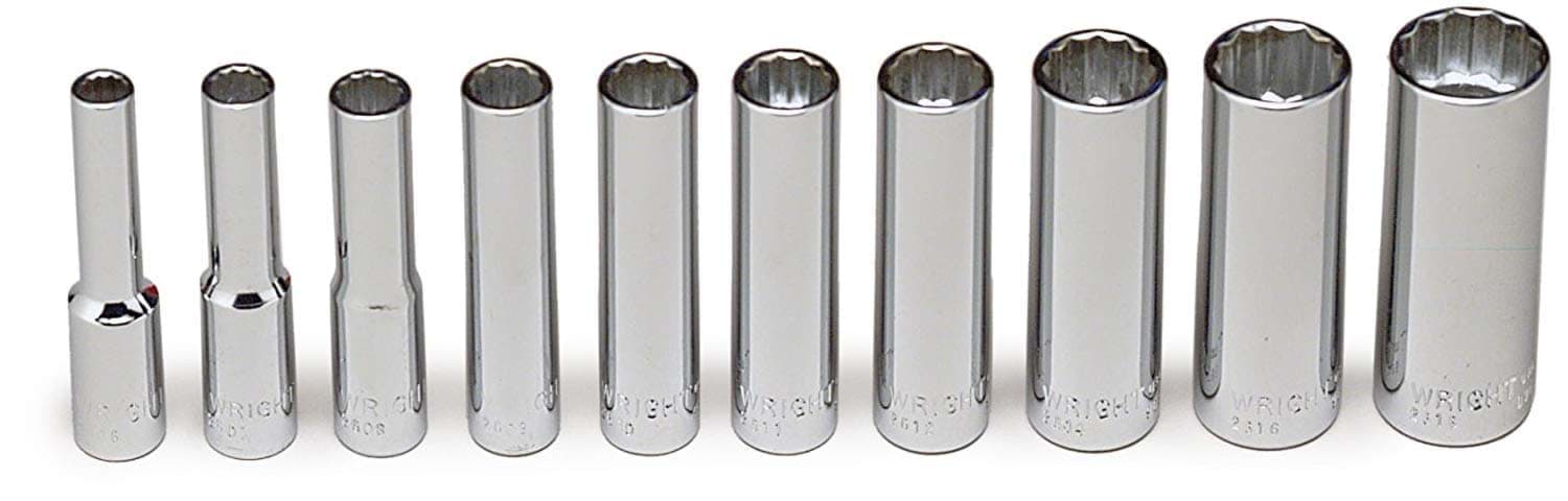 Picture of Socket Set Drive 1/4" Deep 12 Point Wright - 10pc. 