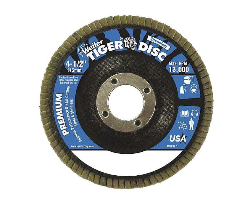 Picture of 4-1/2" Tiger Disc Flap Disc, Conical (TY29), Aluminum Backing, 60Z, 5/8"-11 UNC Nut, Vending Ready